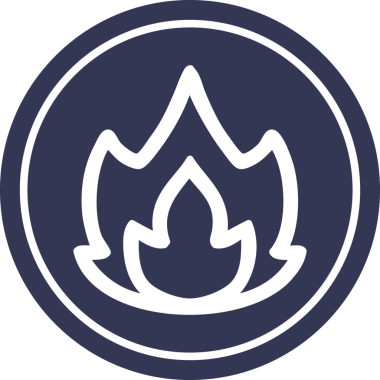 Bir insan tarafından çizilmiş basit alev dairesel simgesi