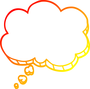 Bir insan tarafından çizilen çizgi film ifade baloncuğunun sıcak gradyan çizimi