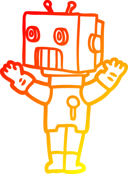 Bir insan tarafından çizilen çizgi film robotunun sıcak çizgi çizimi