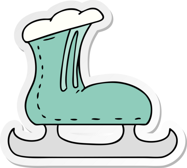 Bir insan tarafından çizilmiş bir buz pateni botunun el çizimi karikatürü.