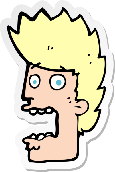 Bir insan tarafından çizilmiş bir karikatürün çıkartması.