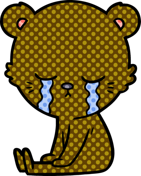 Bir insan tarafından çizilmiş ağlayan çizgi film ayısı.