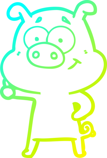 Bir insan tarafından çizilmiş mutlu çizgi film domuzu çizimi.