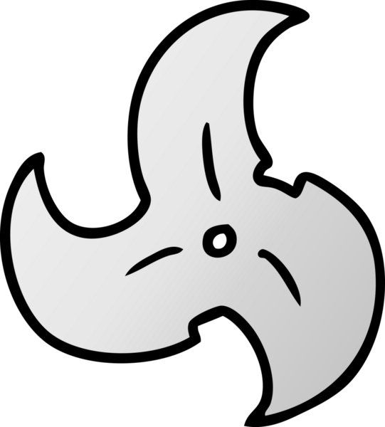 Bir insan tarafından çizilmiş tek bir ninja yıldızının gradyan karalaması.