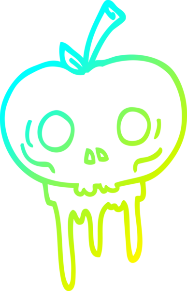 Bir insan tarafından çizilen cadılar bayramı elmasının soğuk çizgi çizimi.