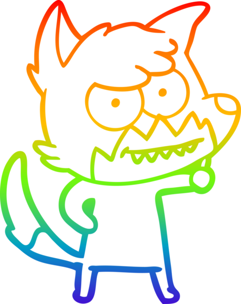 Bir insan tarafından çizilmiş sırıtan tilki çizgi çizimi.