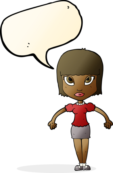 Bir insan tarafından çizilmiş konuşma balonu olan güzel bir kadın.