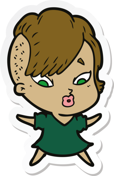 Bir insan tarafından çizilmiş bir karikatür çıkartması.