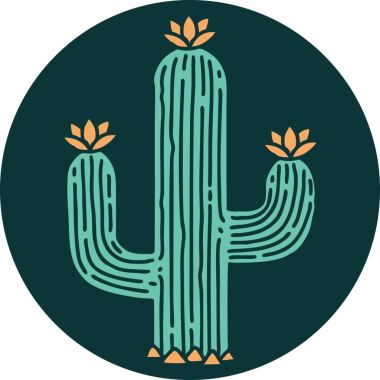 Bir insan tarafından çizilmiş bir kaktüsün ikonik dövme şekli.