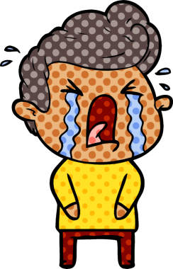 Bir insan tarafından çizilmiş ağlayan bir karikatür.