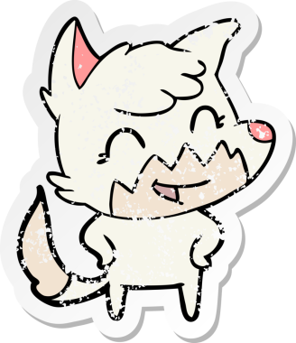 Bir insan tarafından çizilmiş mutlu bir tilkinin sıkıntılı çıkartması.