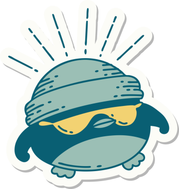 Bir dövme stili çıkartması. Bir insan tarafından çizilmiş havalı robin.