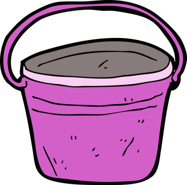 Bir insan tarafından çizilmiş metal bir kova.