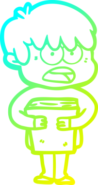 Bir insan tarafından çizilmiş endişeli çizgi film çocuğunun soğuk gradyan çizgisi.