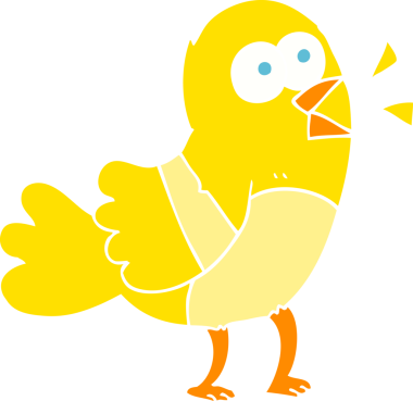 Bir insan tarafından çizilen kuşun düz renk çizimi