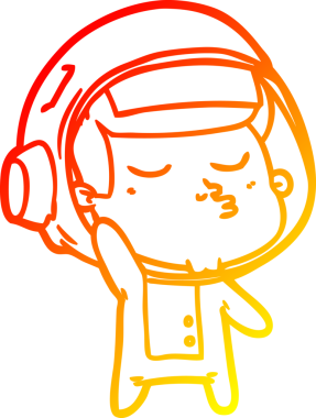 Bir insan tarafından çizilmiş kendinden emin bir astronotun sıcak çizgi çizimi