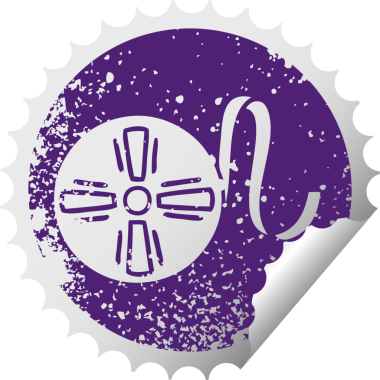 Bir insan tarafından çizilmiş bir film kasetinin sıkıntılı, dairesel soyma etiketi.