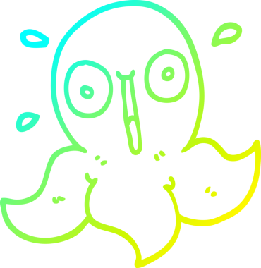 Bir insan tarafından çizilmiş komik ahtapotun soğuk gradyan çizimi