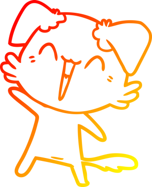 Bir insan tarafından çizilmiş mutlu, küçük bir köpek çizgi filmi.