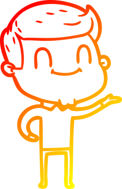 Bir insan tarafından çizilmiş, karikatür dostu bir adamın sıcak çizgi çizimi