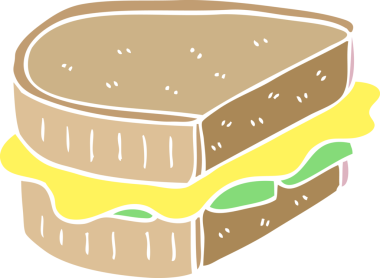 Bir insan tarafından çizilmiş karalama tostlu sandviç.