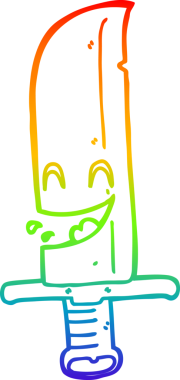 gökkuşağı gradyan çizgi çizimi bir insan tarafından çizilmiş gülen bıçak