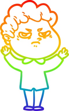 Bir insan tarafından çizilmiş kızgın bir adamın çizdiği gökkuşağı gradyanı çizimi