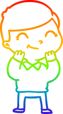 gökkuşağı gradyan çizgi çizimi bir insan tarafından çizilmiş gülümseyen bir çizgi çocuk