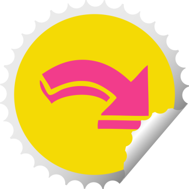 Bir insan tarafından çizilmiş işaretli okun dairesel kabuk soyucu karikatürü