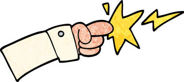 Grunge desenli çizim karikatürü bir insan tarafından çizilmiş el simgesini gösteriyor.