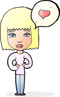 Bir insan tarafından çizilmiş aşık bir karikatür kadını.