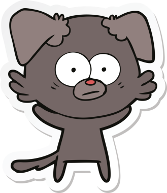 Bir insan tarafından çizilmiş sinirli bir köpek çizgi filminin çıkartması.