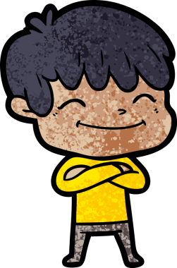 Bir insan tarafından çizilmiş mutlu çocuk çizgi filmi.