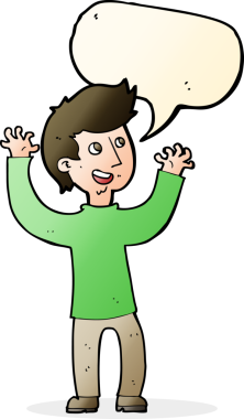 Bir insan tarafından çizilmiş konuşma balonlu mutlu adam çizgi filmi.