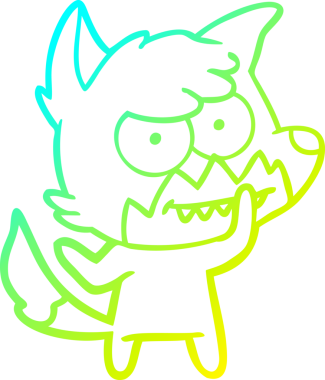 Bir insan tarafından çizilmiş sırıtan bir tilkinin soğuk çizgi çizimi