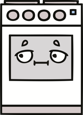 Bir insan tarafından çizilmiş güzel bir mutfak fırını karikatürü.