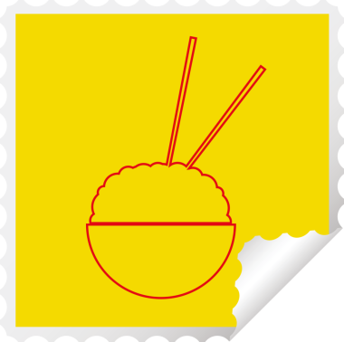 Bir insan tarafından çizilmiş pirinç kase kare kabuğu vektör illüstrasyonu