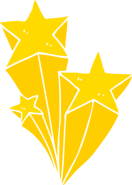 Bir insan tarafından çizilmiş düz renkli çizgi film yıldızları