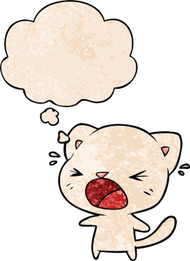 çizgi film kedisi insan tarafından çizilmiş grunge dokuma tarzıyla ağlar.