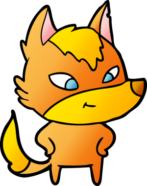 Bir insan tarafından çizilmiş tilki çizgi film karakteri