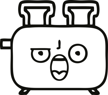 Bir insan tarafından çizilmiş bir tost makinesinin çizgi çizimi