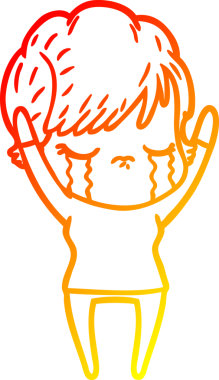 Bir insan tarafından çizilmiş, ağlayan bir çizgi kadın çizimi.