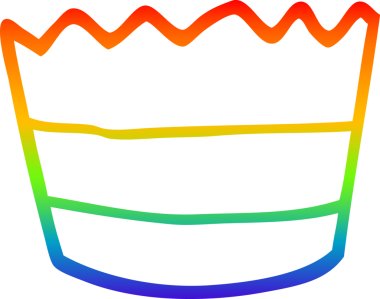 Gökkuşağı gradyan çizgi çizimi bir insan tarafından çizilmiş kek kabı