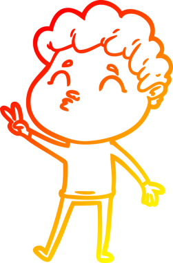 Bir insan tarafından çizilen çizgi film karakterinin sıcak çizgi çizimi