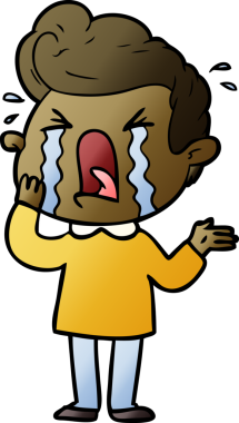 Bir insan tarafından çizilmiş ağlayan bir karikatür.