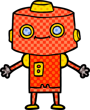 Bir insan tarafından çizilmiş çizgi film robotu