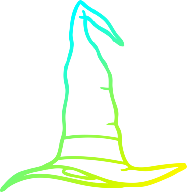 Bir insan tarafından çizilmiş bir cadı şapkasının soğuk gradyan çizimi