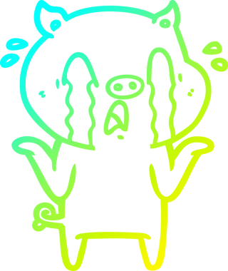 Bir insan tarafından çizilmiş ağlayan domuz çizgi filmi.