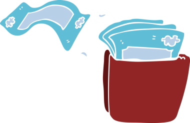 Bir insan tarafından çizilmiş para dolu karalama cüzdanı.