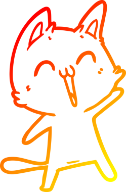 Bir insan tarafından çizilmiş mutlu çizgi film kedisinin sıcak çizgi çizgisi.